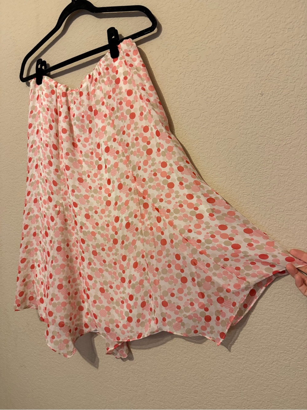 Vintage Bob Mackie Y2K Polkadot Midi Skirt 12 Fairy Handkerchief Hem 100% silk